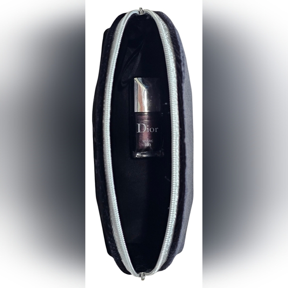 Christian Dior Black Logo Velvet Cosmetic Pouch with Nail Polish, New! - Picture 3 of 4